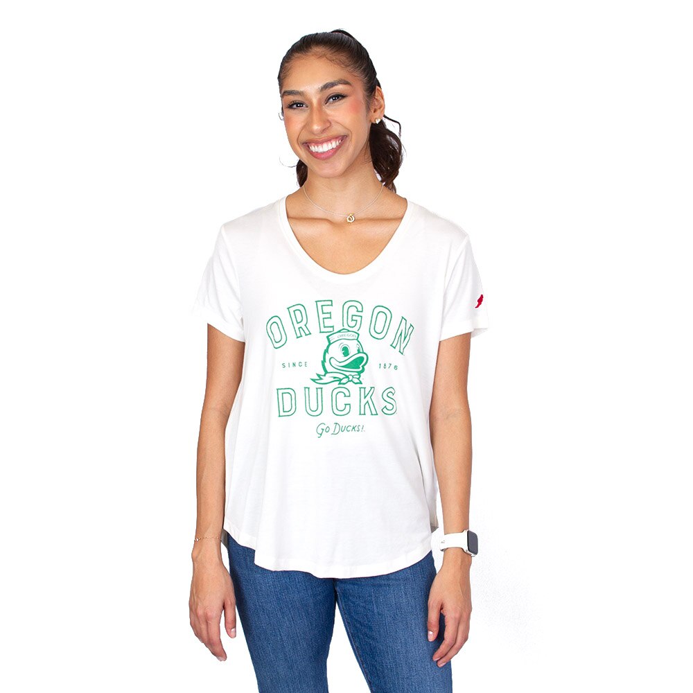 Ducks Spirit, League, White, Scoop Neck, Polyester Blend, Women, Oregon Ducks design, Tri-Flex, Voop, T-Shirt, 943947